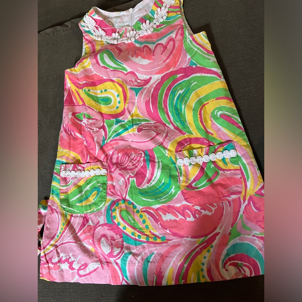 Lilly Pulitzer Vibrant Pink and Green Flamingo Print Dress
